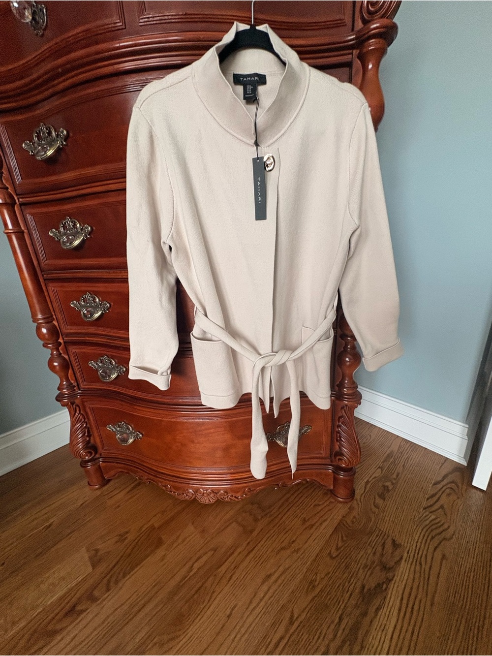 Tahari Cream Belted Jacket